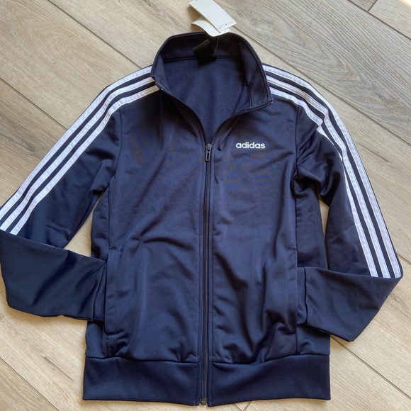 Adidas Women’s 3 Stripe Tricot FullZip Jacket Navy - Picture 2 of 13